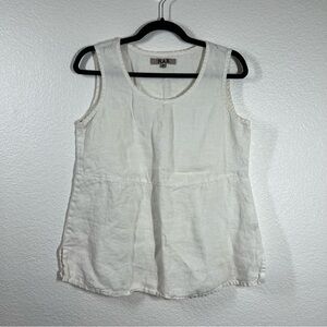 FLAX Women's White 100% Linen Tank Top Size Small